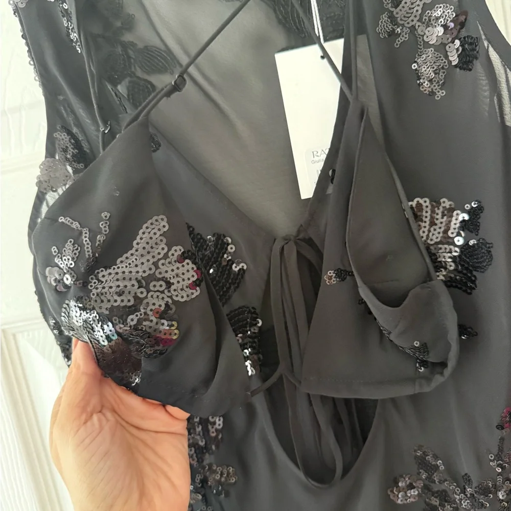 Rat & Boa Giulia Floral Sequin Embroidered Semi Sheer Dress Black NEW with tags - Picture 5 of 10